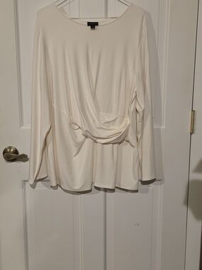 J.Jill Wearever Collection Cream Twist Front Long Sleeve Top XL NWOT